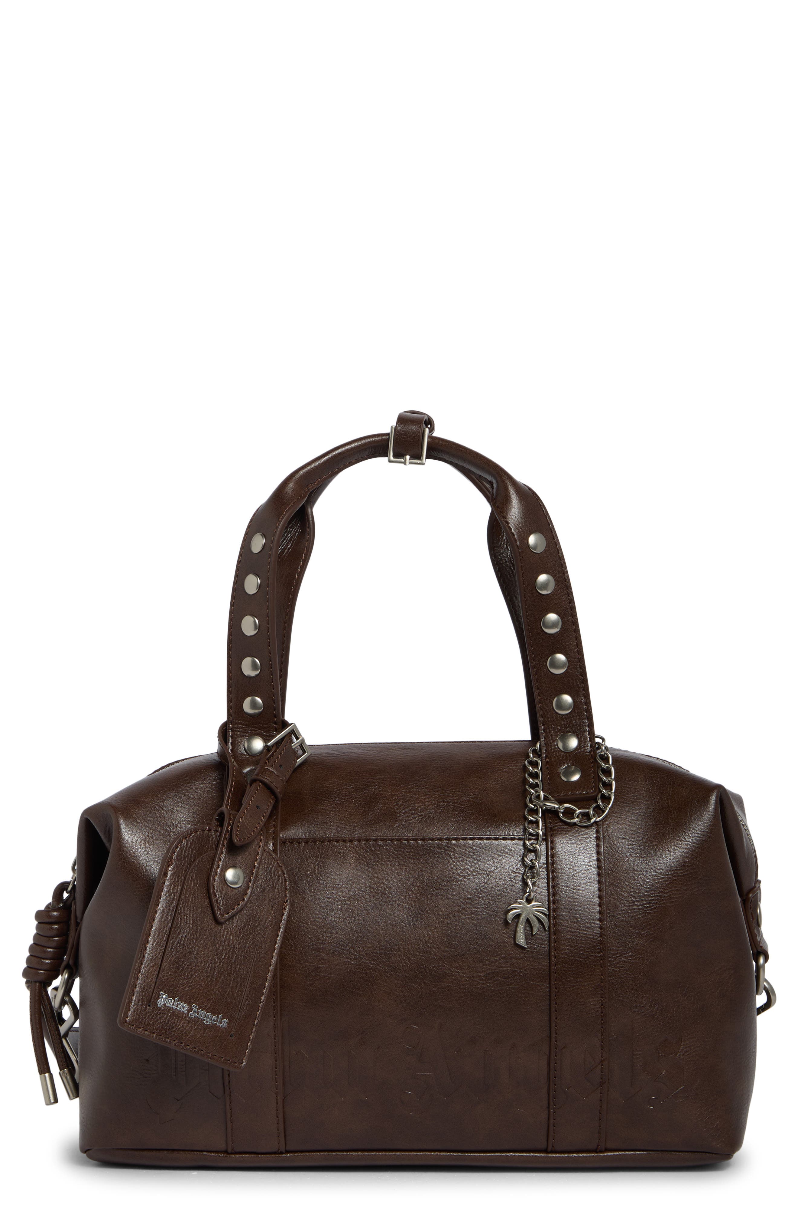 Medium Boston Leather Satchel, Main, color, BROWN
