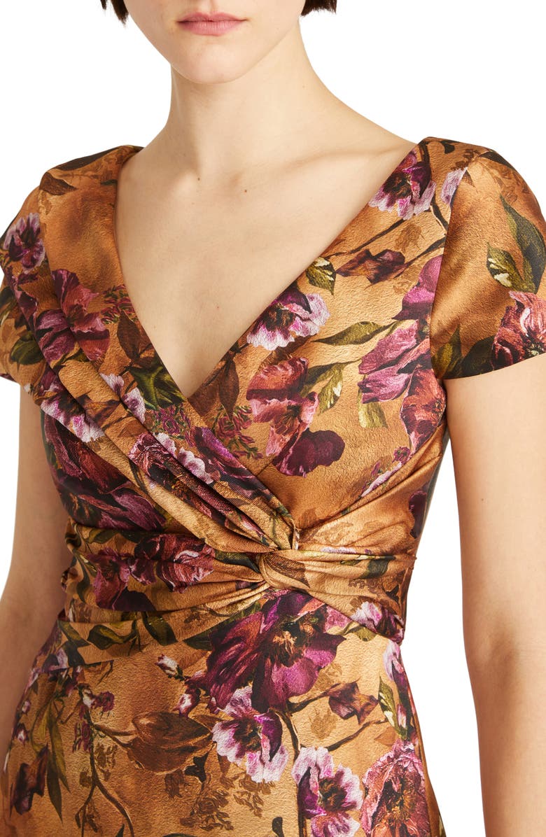 Theia Nina Twist Drape A-Line Gown, Alternate, color,