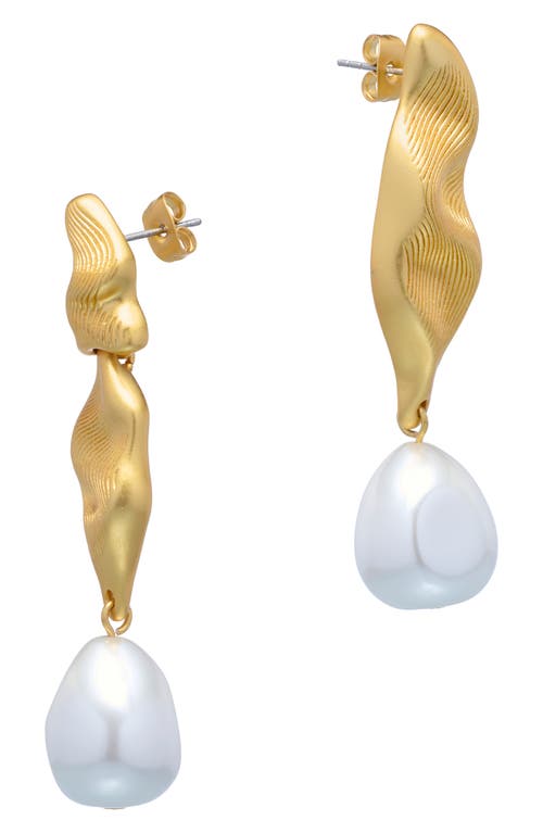Reiss Margot Faux Pearl Mismatched Drop Earrings In Gold