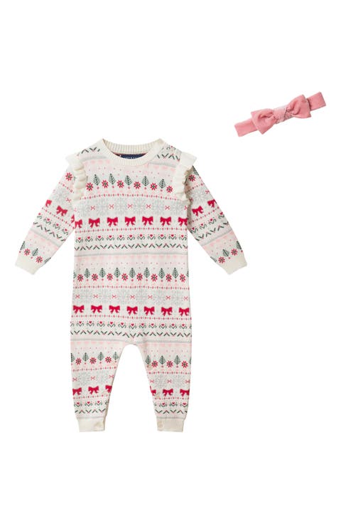 Fair Isle Knit Romper & Headband Set