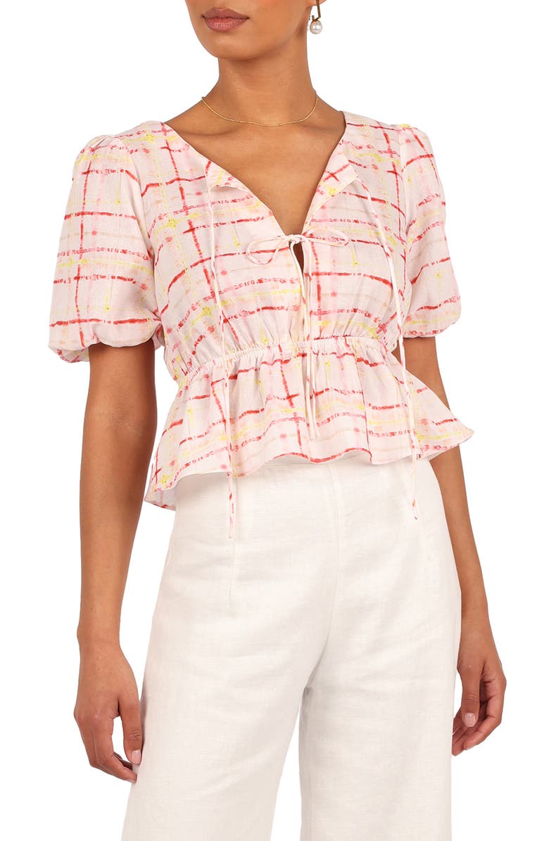 Petal & Pup Pippi Tie Front Peplum Top, Main, color, 