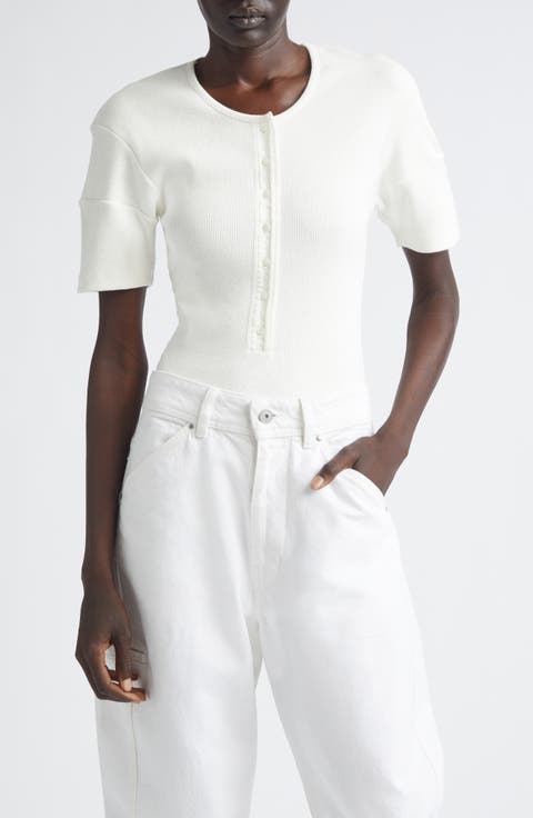 Fitted Cotton & Linen Blend Rib Henley