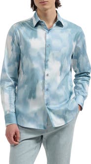Bugatchi Julian Shaped Fit Cloud Print Stretch Cotton Button-Up Shirt