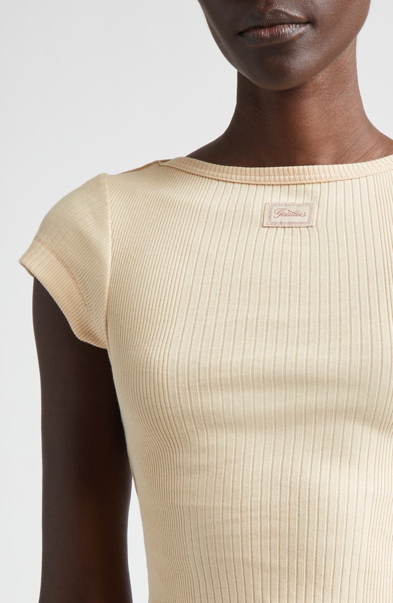 Jean Paul Gaultier Needle Patch Rib Baby Tee, Alternate, color, Nude