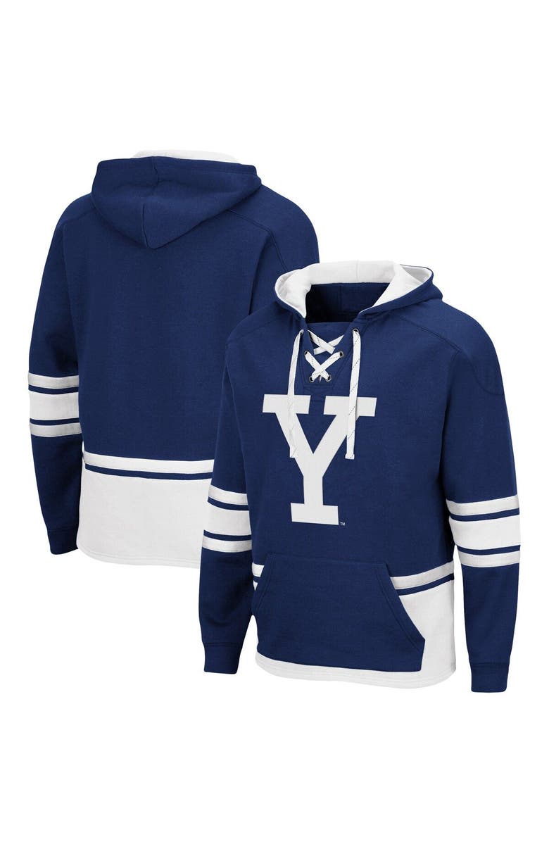 COLOSSEUM Men's Colosseum Navy Yale Bulldogs Lace Up 3.0 Pullover Hoodie, Main, color, 