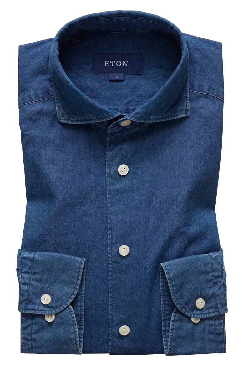Contemporary Fit Chambray Shirt, Alternate, color, BLUE