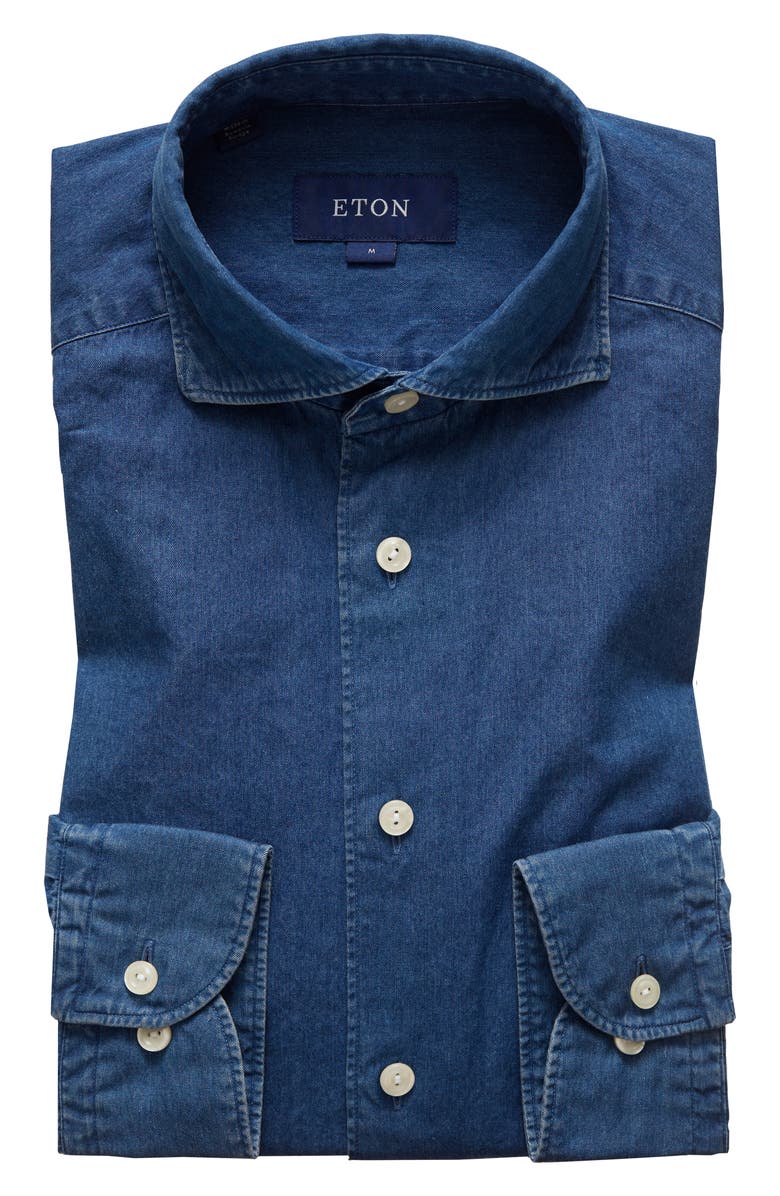 Eton Contemporary Fit Chambray Shirt, Alternate, color,