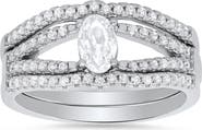 Queen Jewels Sterling Silver 3-Piece Oval CZ Ring Set