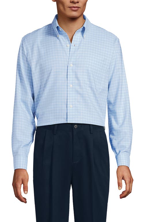 Lands' End Big And Tall Traditional Fit Pattern No Iron Supima Oxford Dress Shirt In Blue