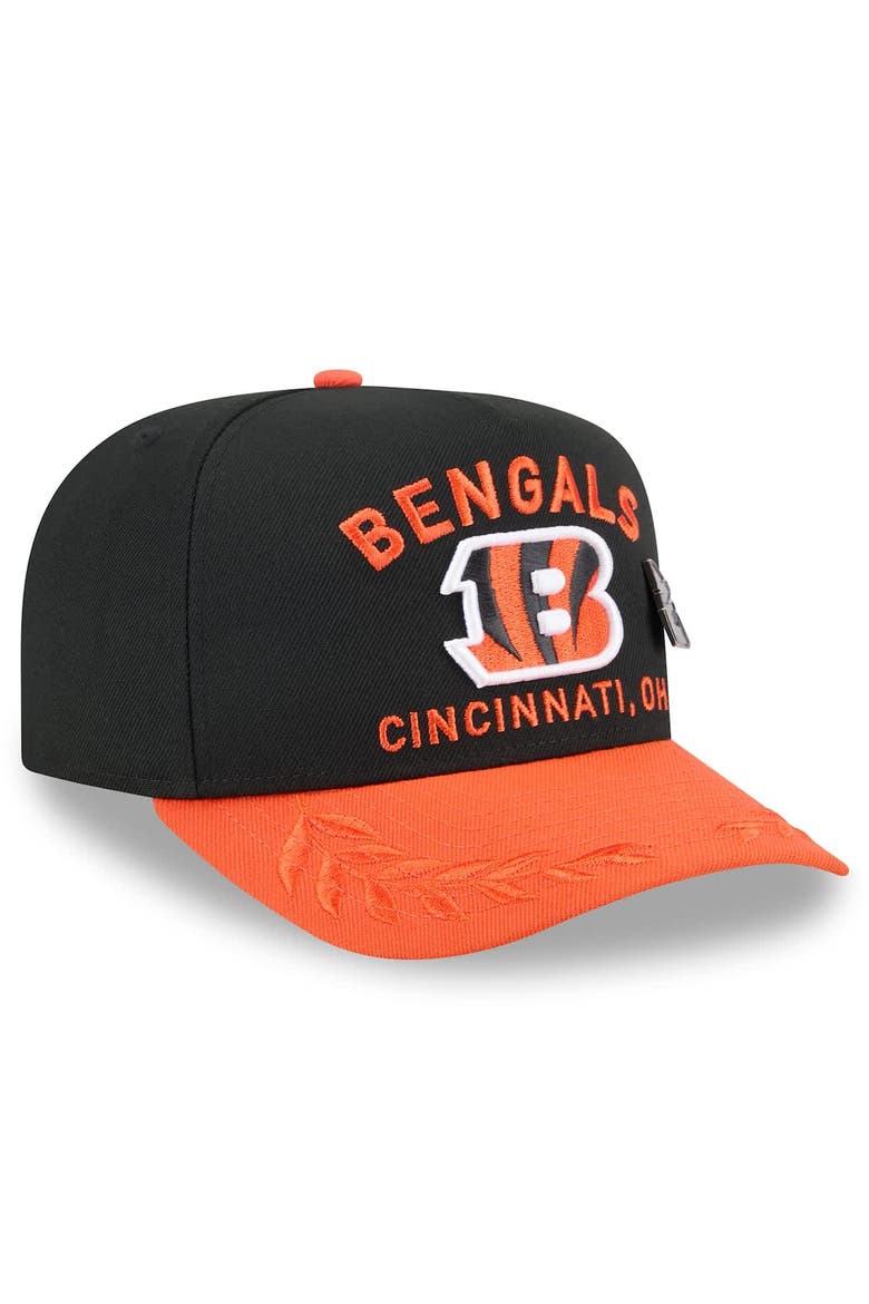 Men's New Era Black/Orange Cincinnati Bengals 2025 NFL Draft On Stage A-Frame 59FIFTY Fitted Hat, Alternate, color, Black