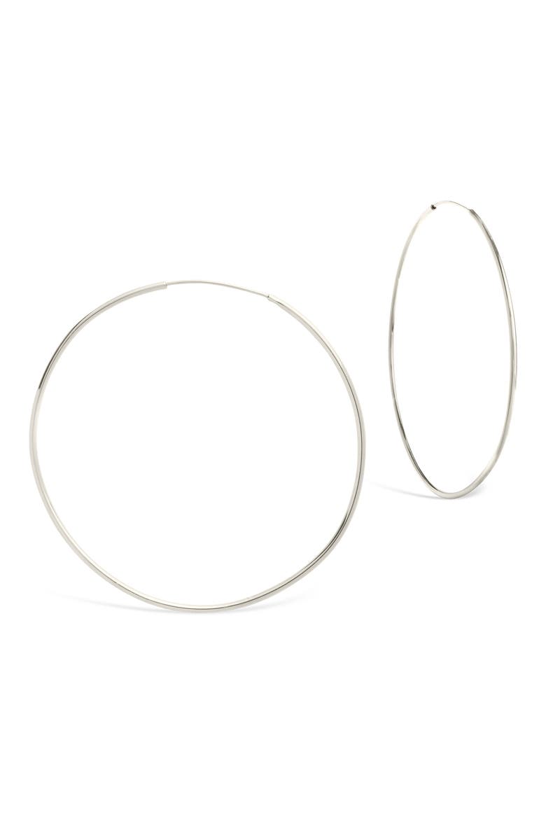 Infinity Hoop Earrings, Main, color, SILVER