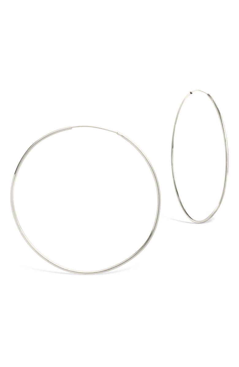Sterling Forever Infinity Hoop Earrings, Main, color, Silver