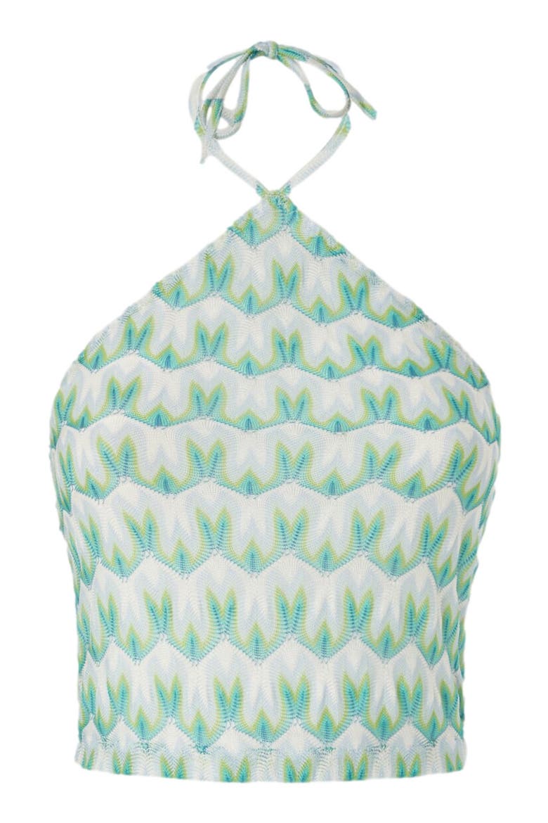 Top In Viscose With Floral Pattern And Halter Neckline, Alternate, color, Multicoloured
