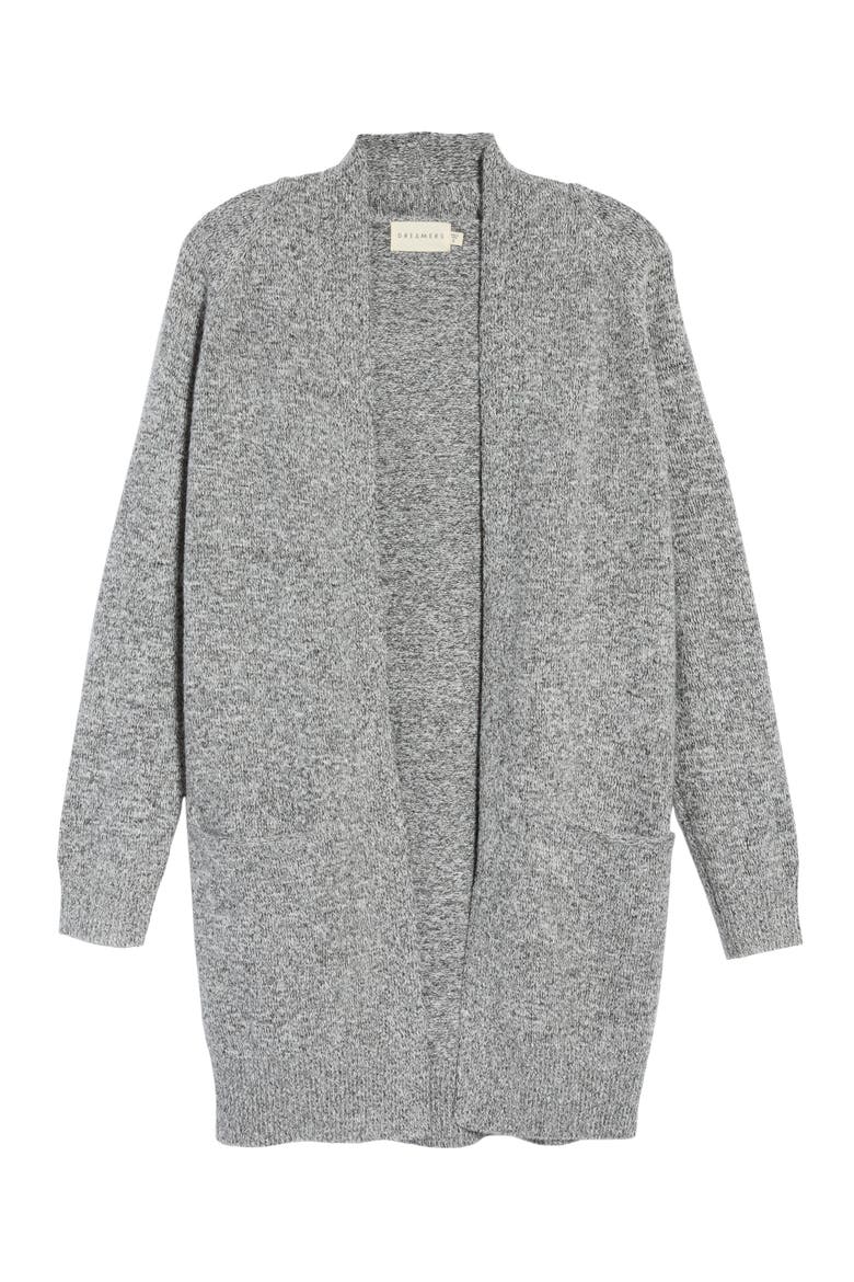 Cozy Open Cardigan, Alternate, color, BLACK/WHITE