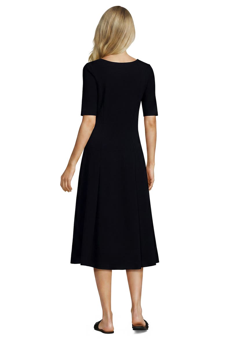 Starfish Elbow Sleeve Midi Fit and Flare Dress, Alternate, color, Black