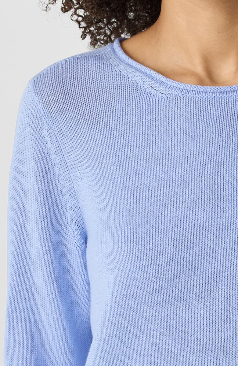 Eileen Fisher Jewel Neck Organic Cotton Blend Sweater, Alternate, color, Bellflower