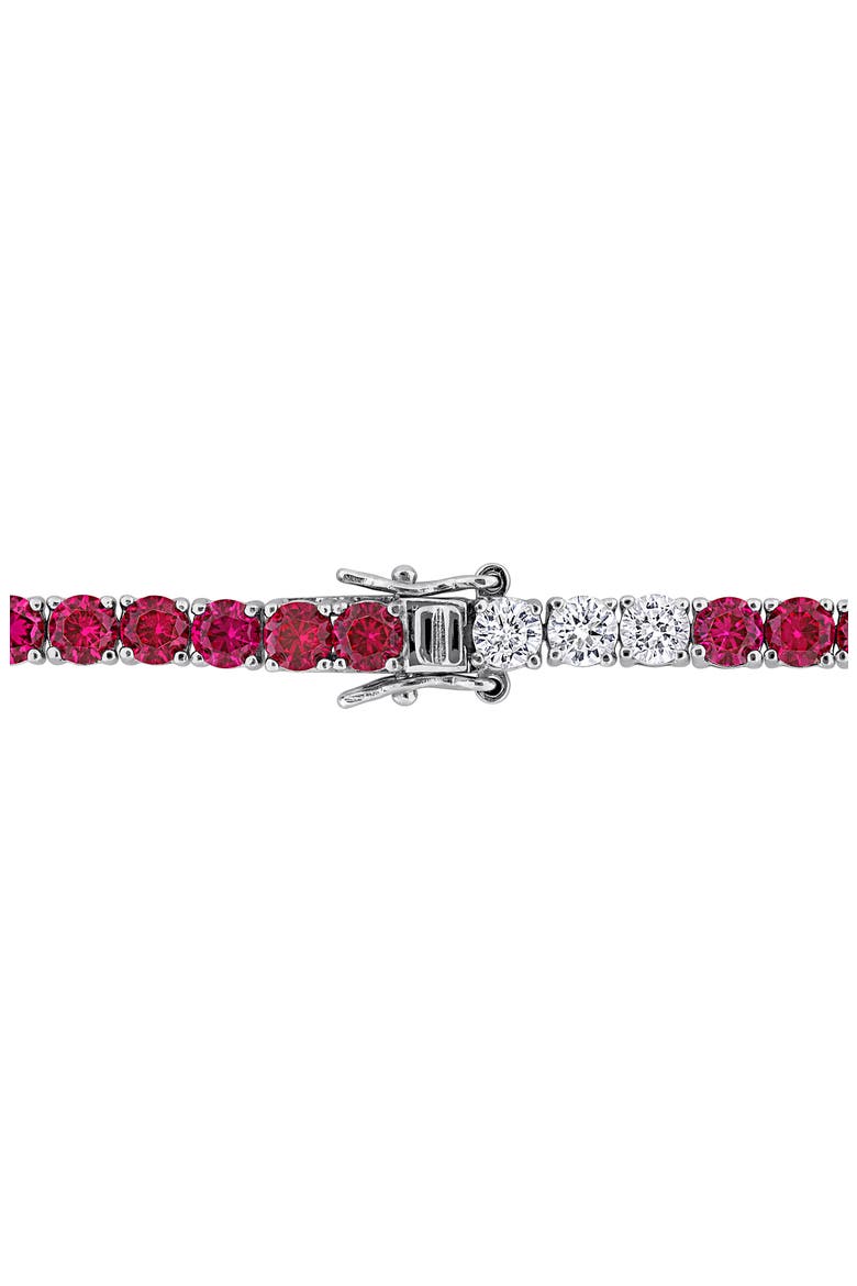 Lab Created White Sapphire & Lab Created Ruby Tennis Bracelet, Alternate, color, RED