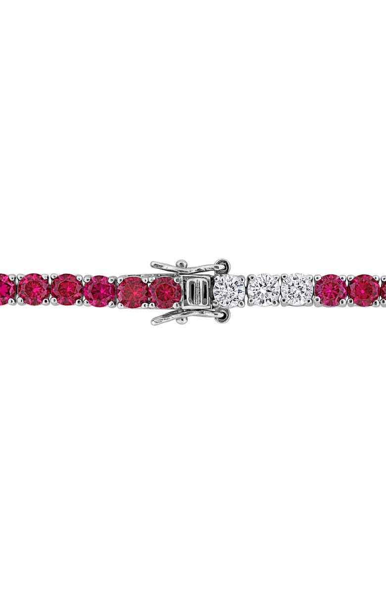 DELMAR Lab Created White Sapphire & Lab Created Ruby Tennis Bracelet, Alternate, color, Red