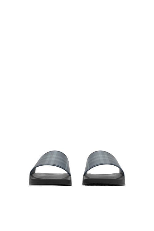 Burberry Check Print Slides In Black