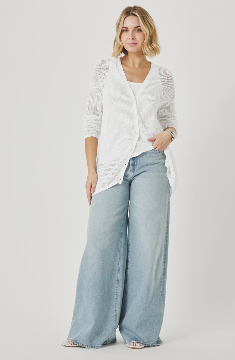 Splendid Yasmine Cotton and Linen Cardigan, Alternate, color, White