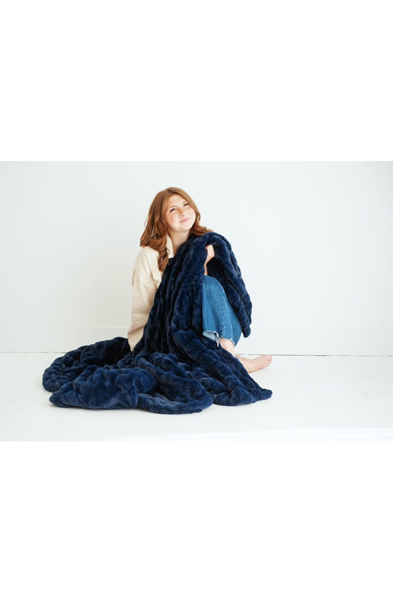 Minky Couture Hugs Navy Blanket, Alternate, color, Navy