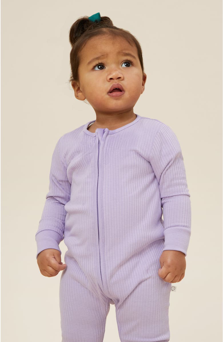MORI Ribbed Two Way Zip-Up Sleepsuit, Alternate, color, Lilac