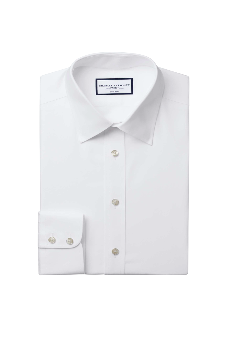 Non-Iron Twill Point Collar Shirt, Alternate, color, White