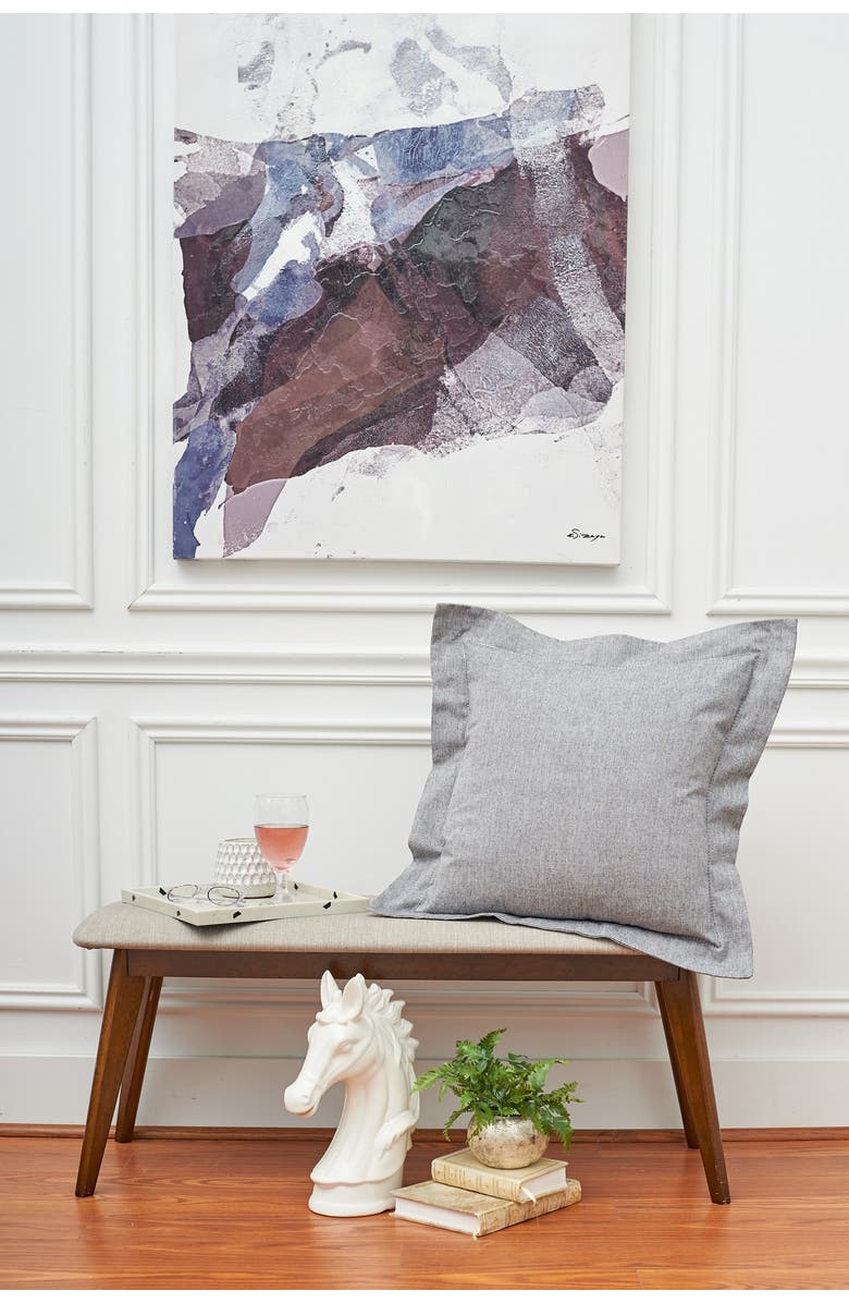 ELISABETH YORK Signature Hemstitch Cotton Chambray Accent Throw Pillow 20" x 20", Alternate, color, Black