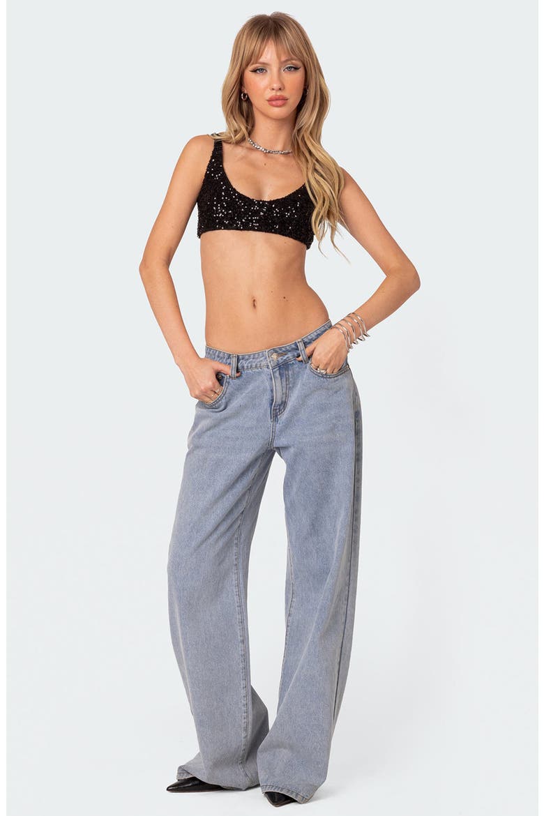 Oolala Sequin Bra Top, Alternate, color, BLACK