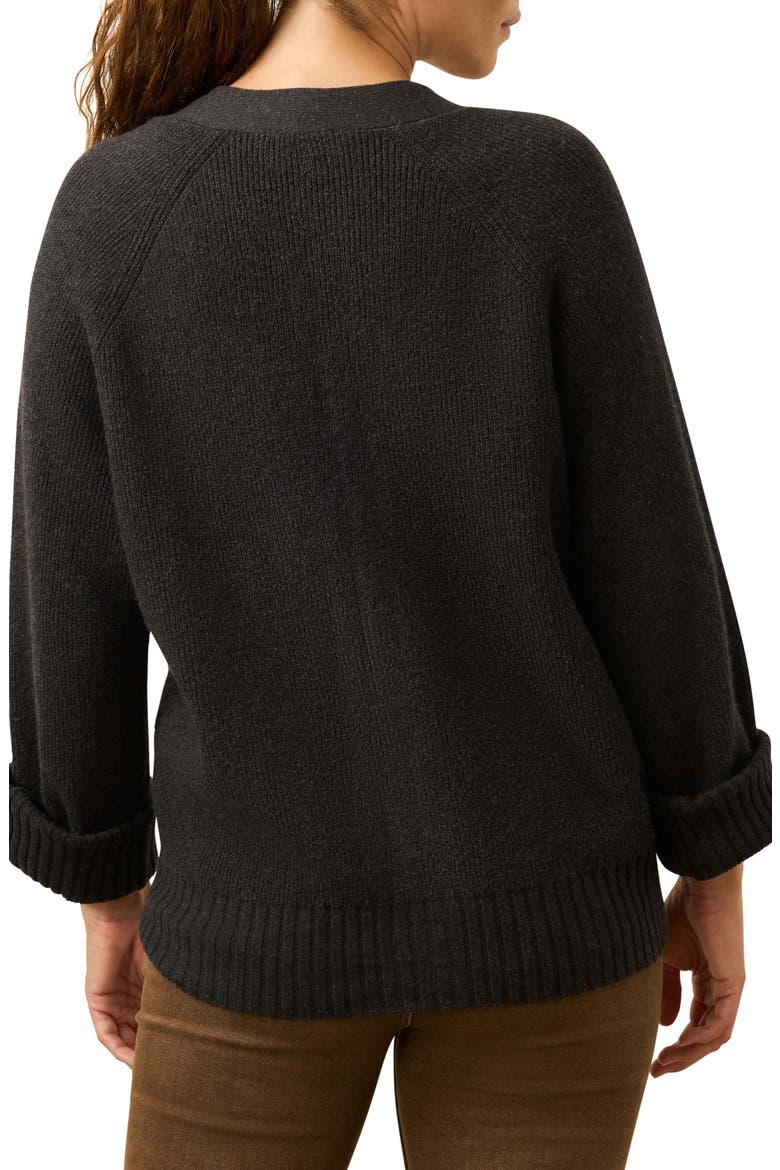 Jackson Rib V-Neck Cotton Blend Cardigan, Alternate, color, CHARCOAL HEATHER