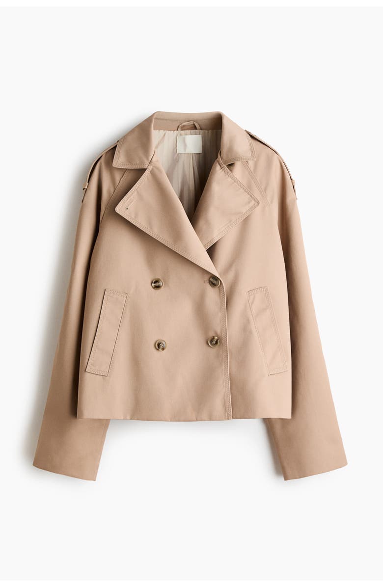 H&M Short trench coat, Alternate, color, Beige