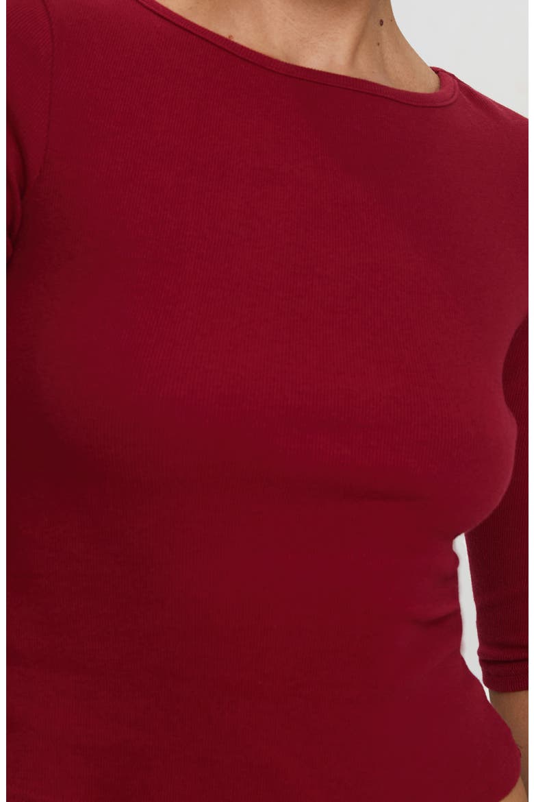 Elaia Three-Quarter Sleeve Crop Top, Alternate, color, RED