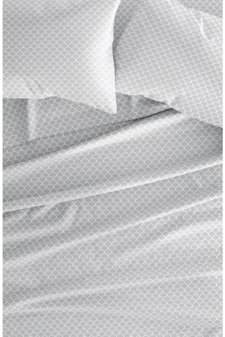 Premium Ultra Soft Scallops Pattern 4-Piece Bed Sheet Set, Alternate, color, GRAY