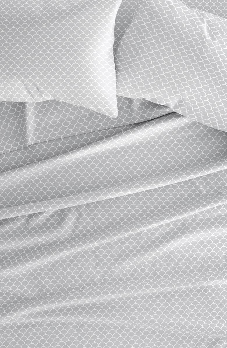 HOMESPUN Premium Ultra Soft Scallops Pattern 4-Piece Bed Sheet Set, Alternate, color, Gray