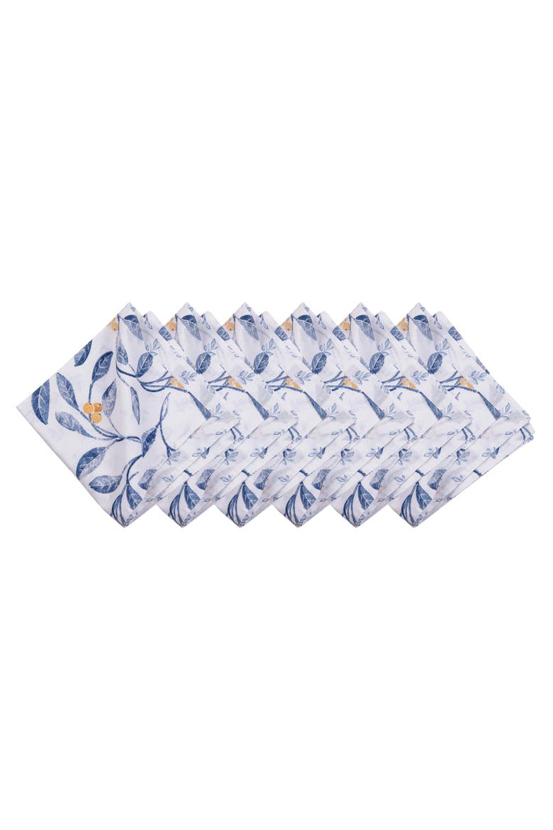 Laurelwood Leaf Botanical Vines Set of 6 Cloth Napkins, Main, color, Blue