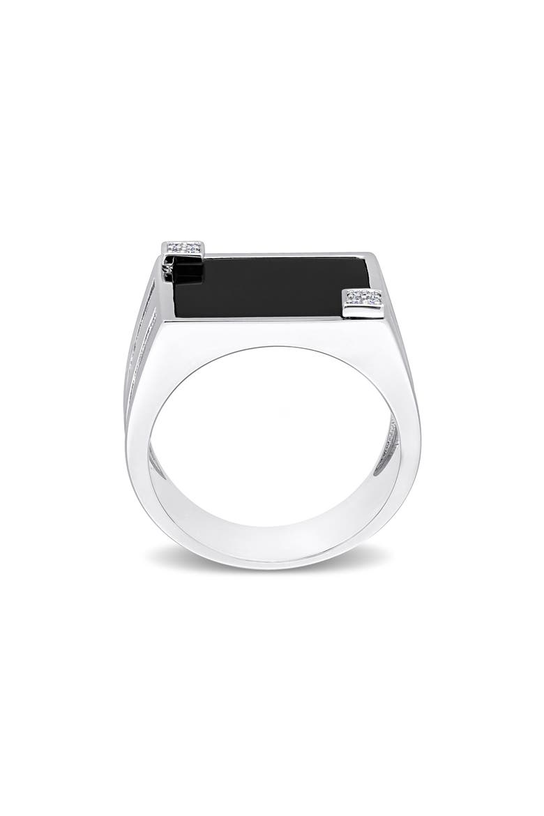 Onyx & Diamond Square Ring - 0.04ct., Alternate, color, BLACK