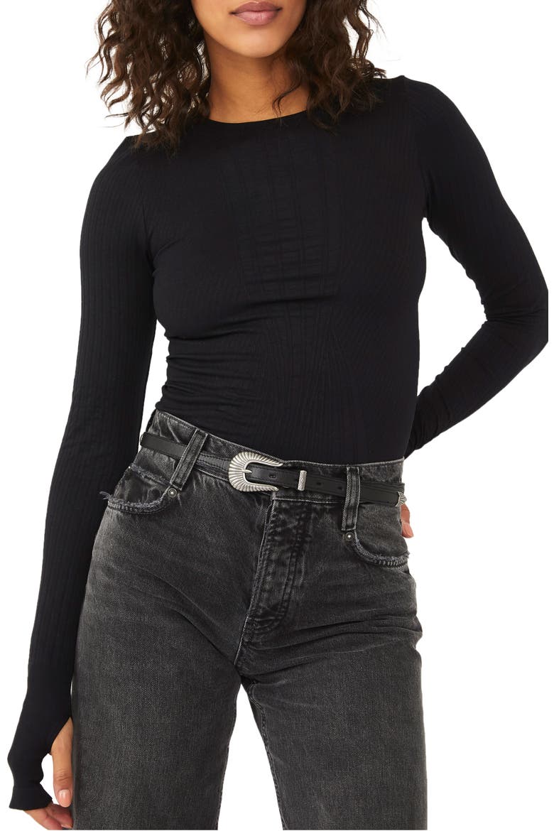 Take a Shelfie Seamless Bodysuit, Alternate, color, BLACK
