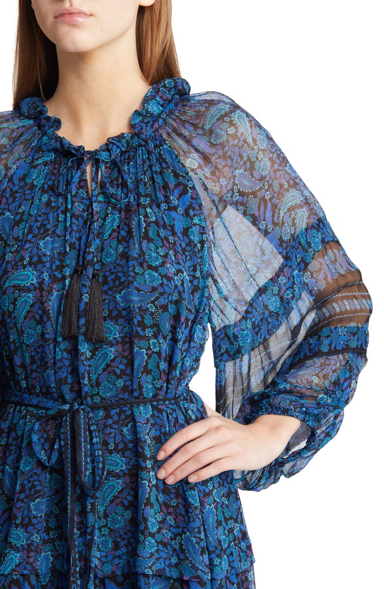 KOBI HALPERIN Amelie Ruffle Trim Long Sleeve Maxi Dress, Alternate, color,