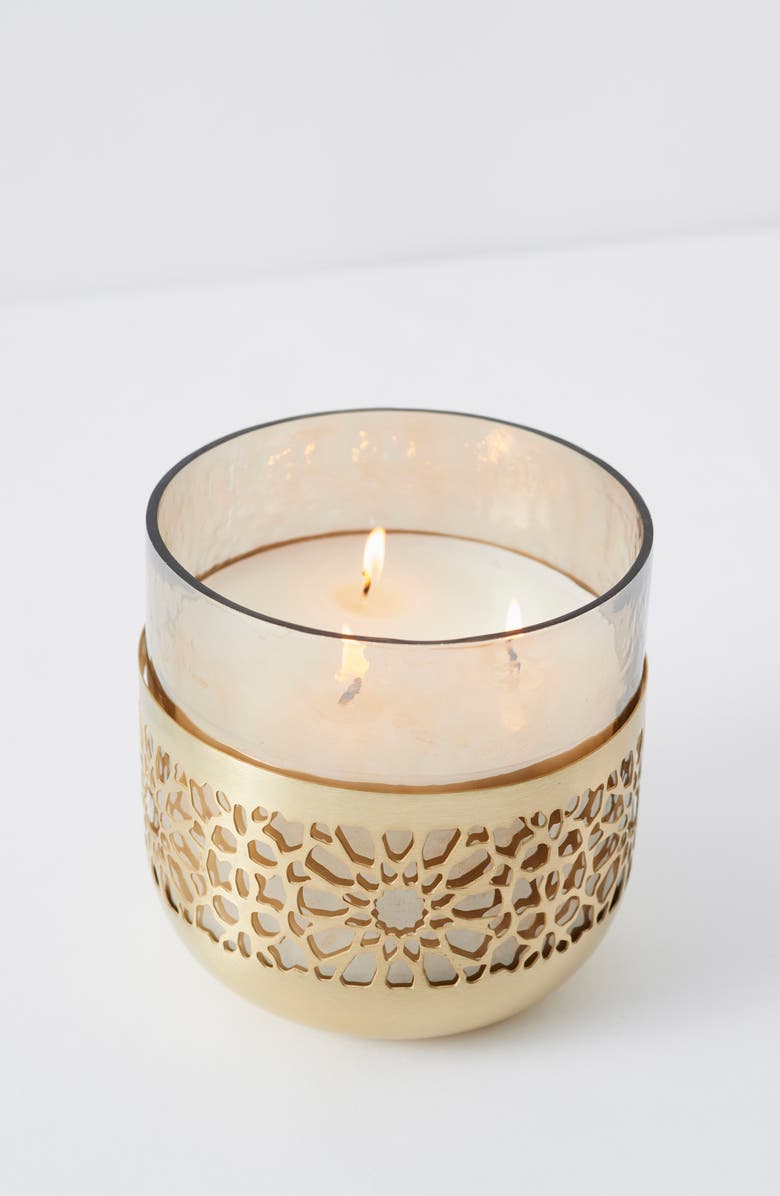 Anthropologie Home Anthropologie Sparkling Grapefruit Large Laser Cut Floral Candle, Main, color, 