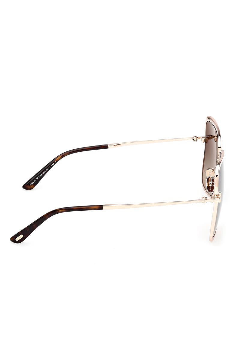 TOM FORD Tara 57mm Gradient Square Sunglasses, Alternate, color, Shiny Rose Gold / Smoke Lens
