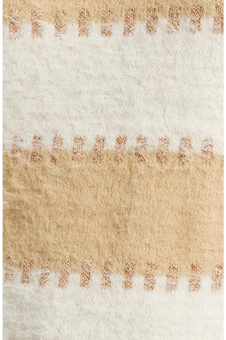 Stripe Metallic Boat Neck Sweater, Alternate, color, CHAMPAGNE/ TAUPE