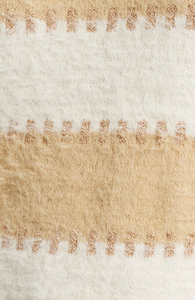 CITY BLUES Stripe Metallic Boat Neck Sweater, Alternate, color, Champagne/ Taupe