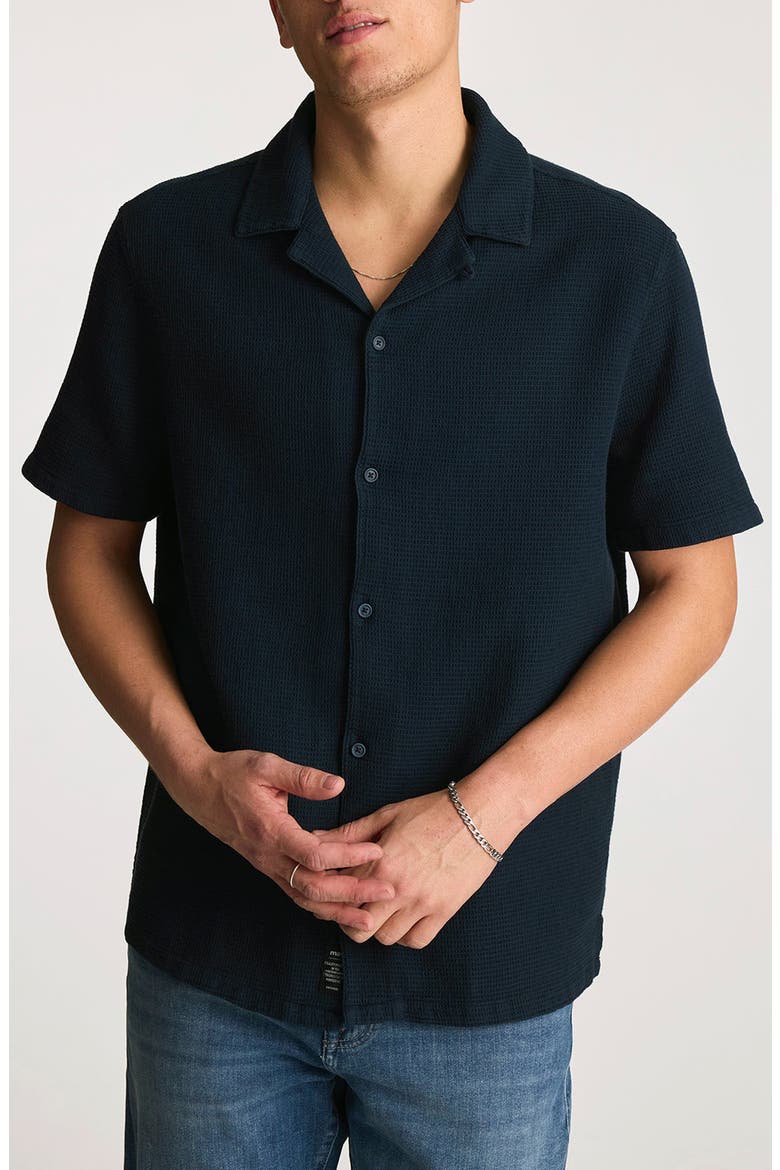Waffle Knit Camp Shirt, Main, color, TOTAL ECLIPSE