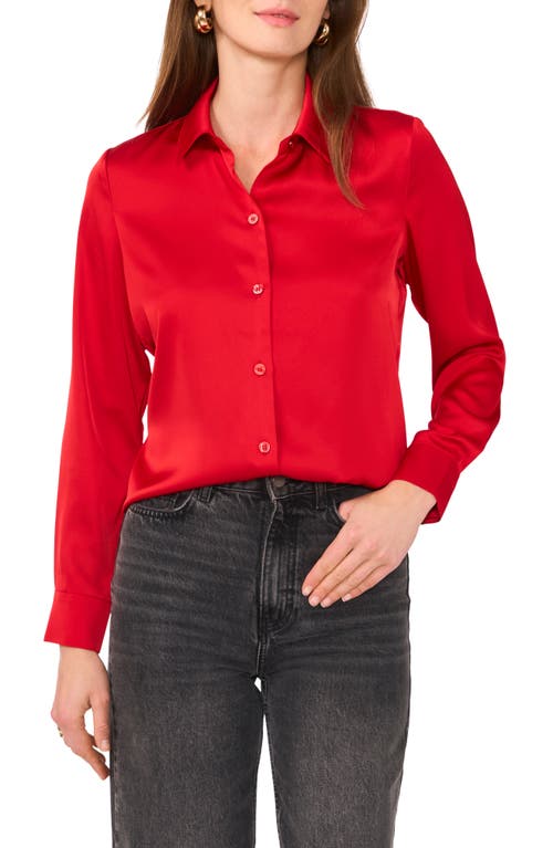 VINCE CAMUTO VINCE CAMUTO SATIN LONG SLEEVE BUTTON-UP SHIRT 