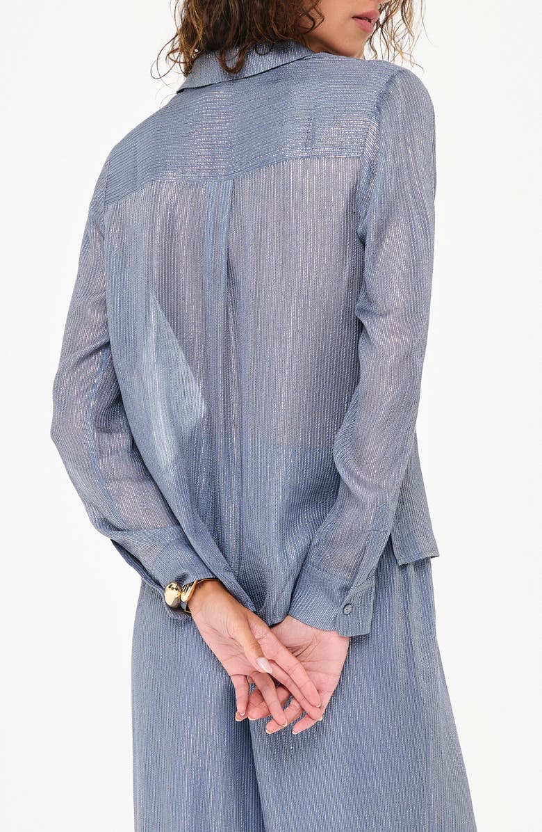 CAMI NYC Yael Metallic Chiffon Semisheer Button-Up Shirt, Alternate, color,