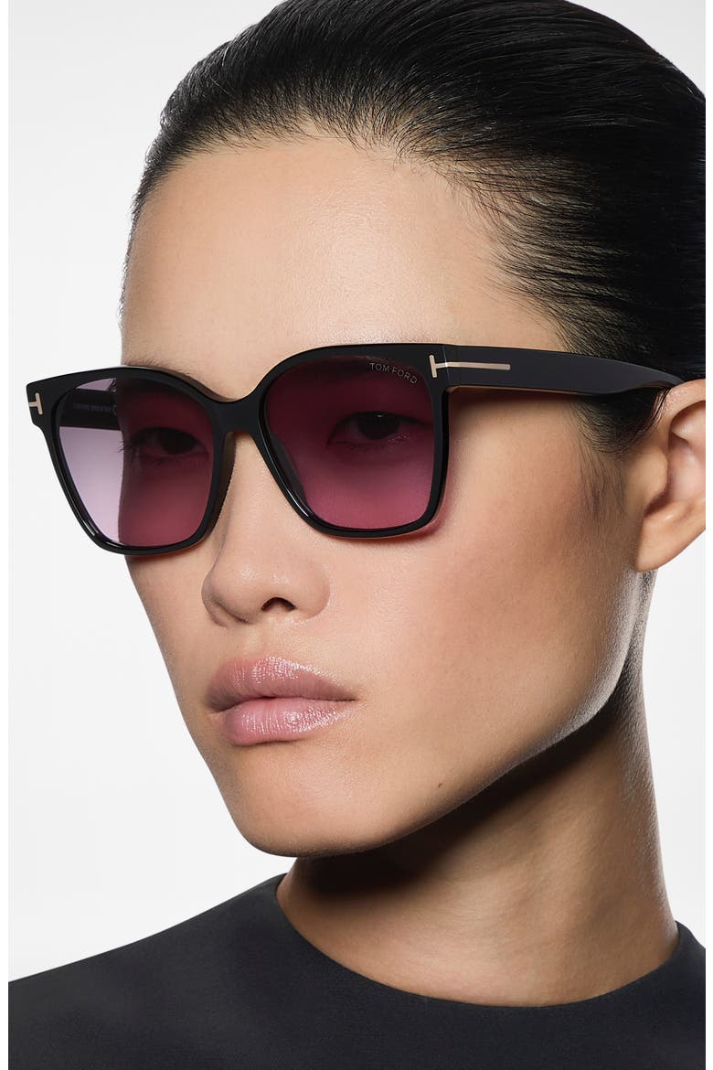 Iris 56mm Gradient Butterfly Sunglasses, Alternate, color, SHINY BLACK  / GRADIENT SMOKE