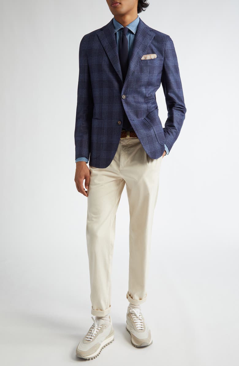 Eleventy Plaid Wool Blend Sport Coat, Alternate, color, Blue