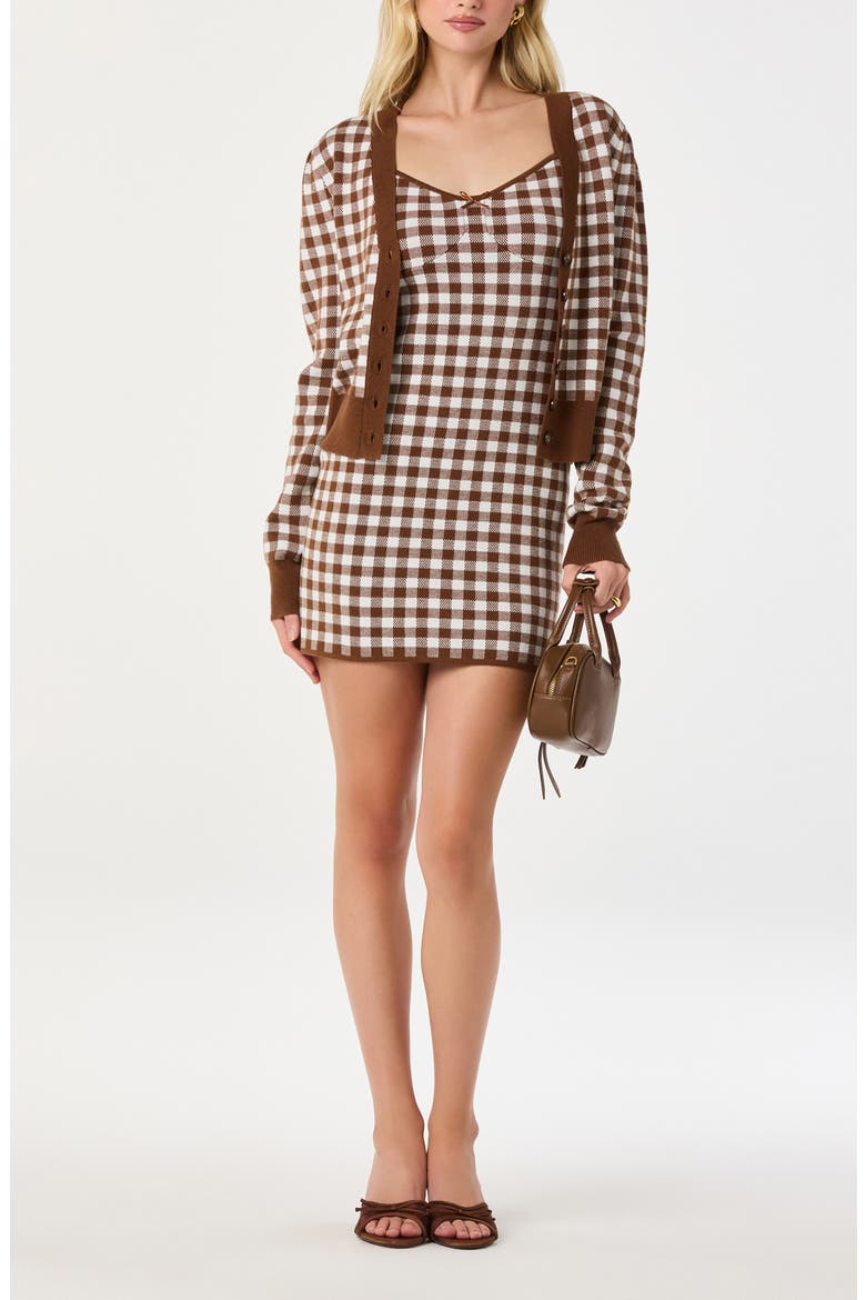 Gingham Cardigan, Alternate, color, BROWN GINGHAM