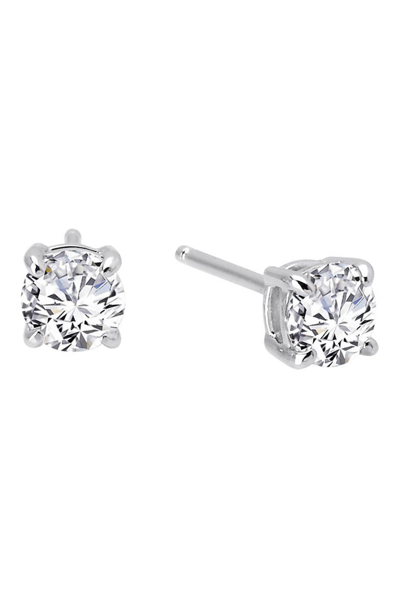 Simulated Diamond Stud Earrings, Alternate, color, SILVER/ CLEAR