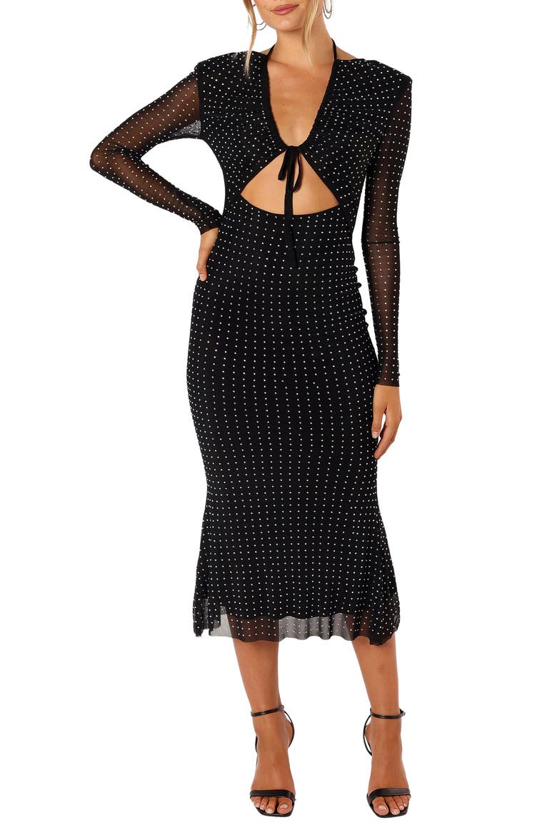 Salvatore Long Sleeve Midi Dress, Main, color, BLACK